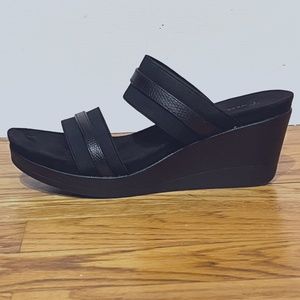 Black Wedge Slip-On Sandals Size 8